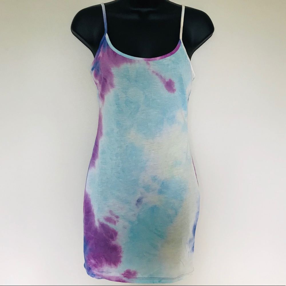 Strappy Blue and Purple Tie Dye Dress